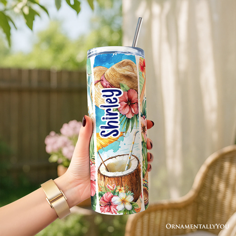 Summer Vibes Personalized 20oz Tumbler with Beach Theme