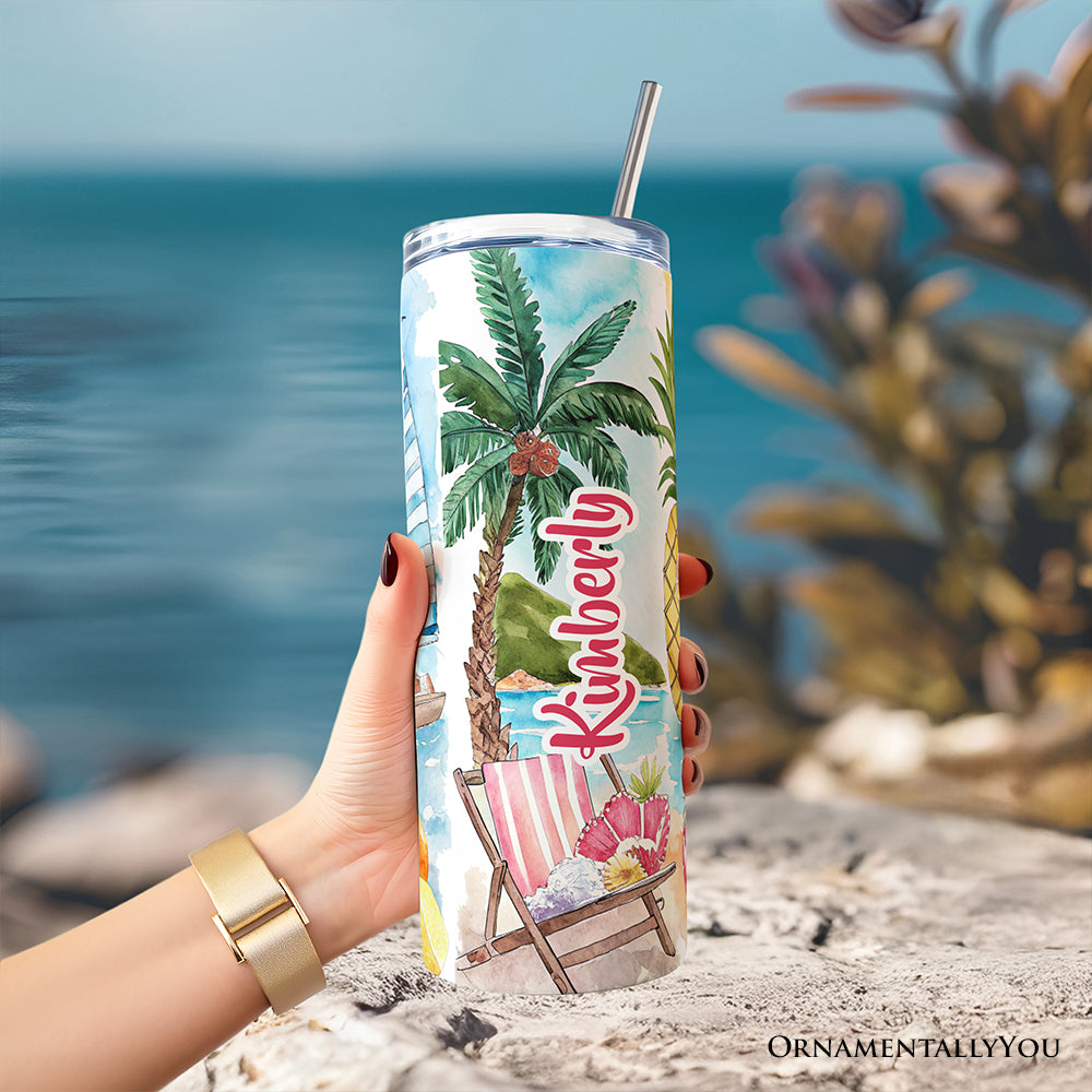 Summer Vibes Abstract 20oz Vacation Travel Tumbler with Straw