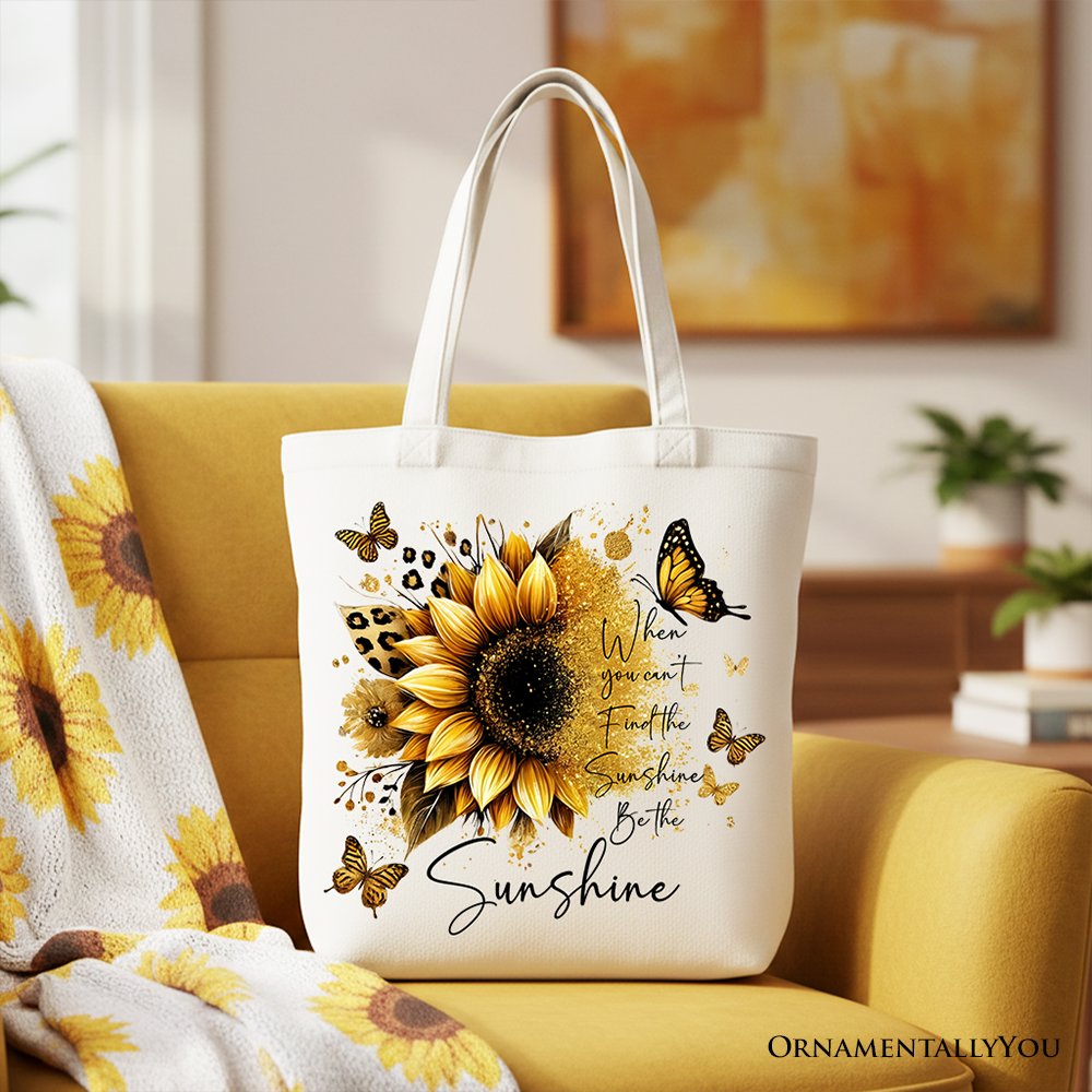 Be The Sunshine Sunflower Canvas Tote Bag, Bohemian Faith Gift