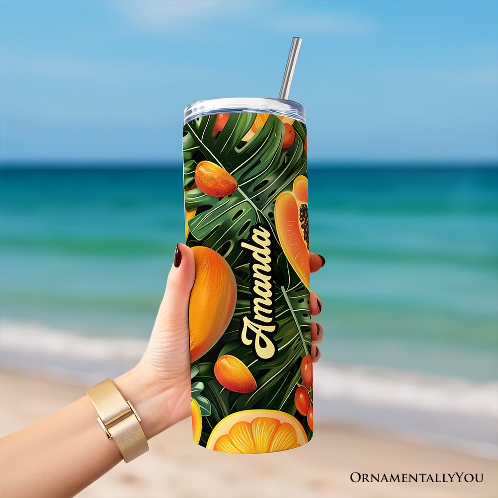 Tropical Papaya Mango Citrus 20oz Personalized Tumbler with Straw
