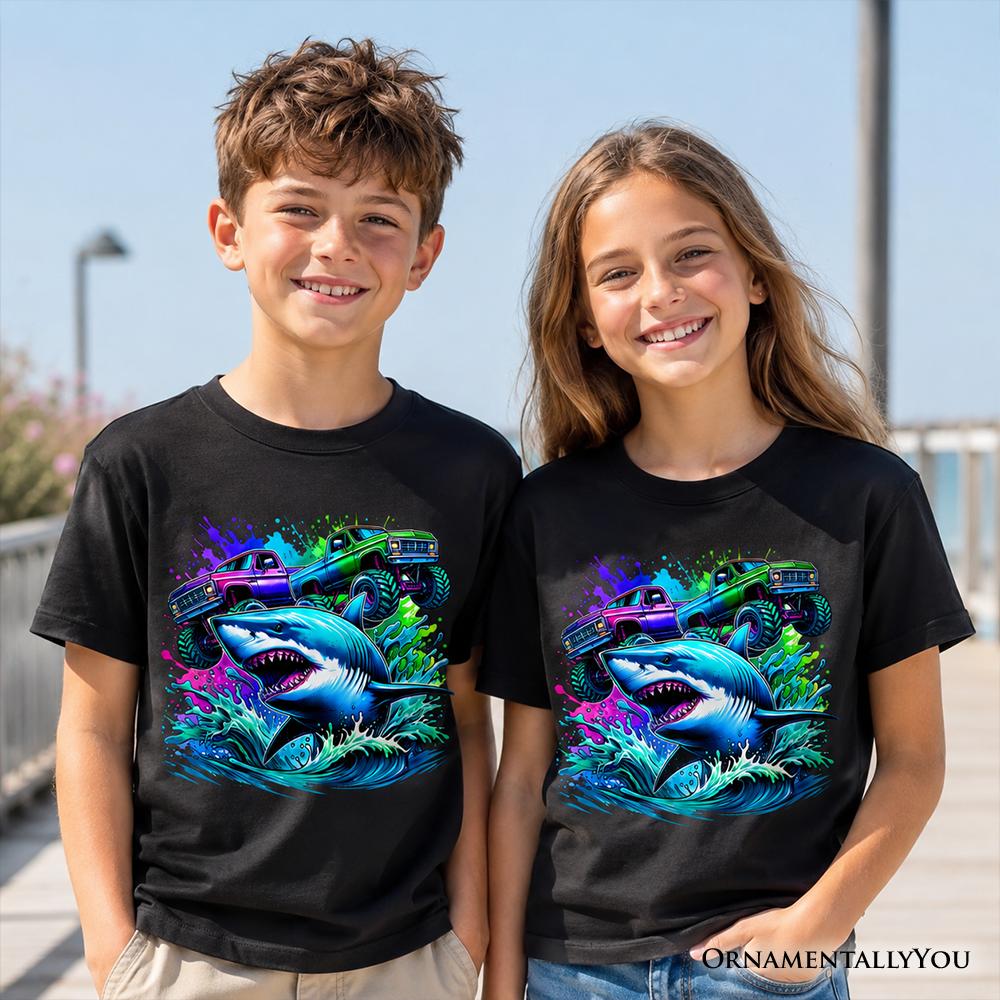Shark Graphic Kids T-Shirt, Soft Cotton Youth Tee for Boys