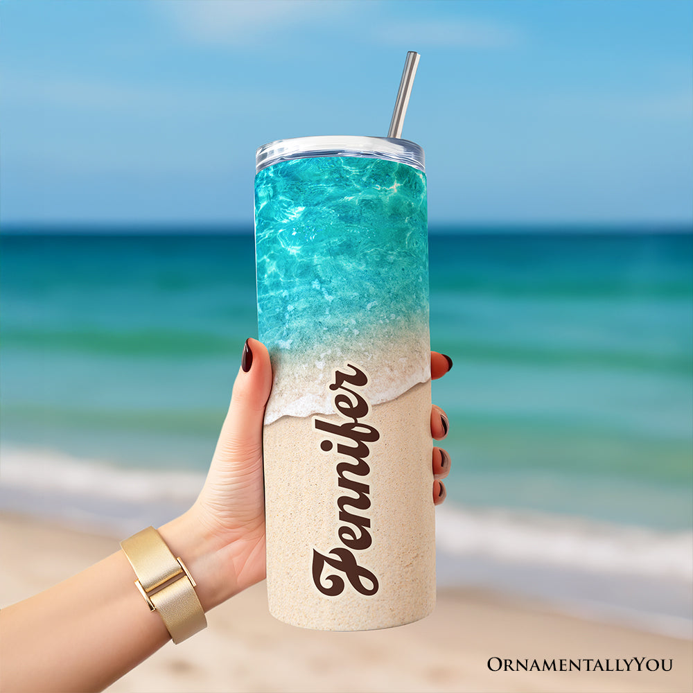 Turquoise Ocean Shore 20oz Personalized Stainless Steel Tumbler