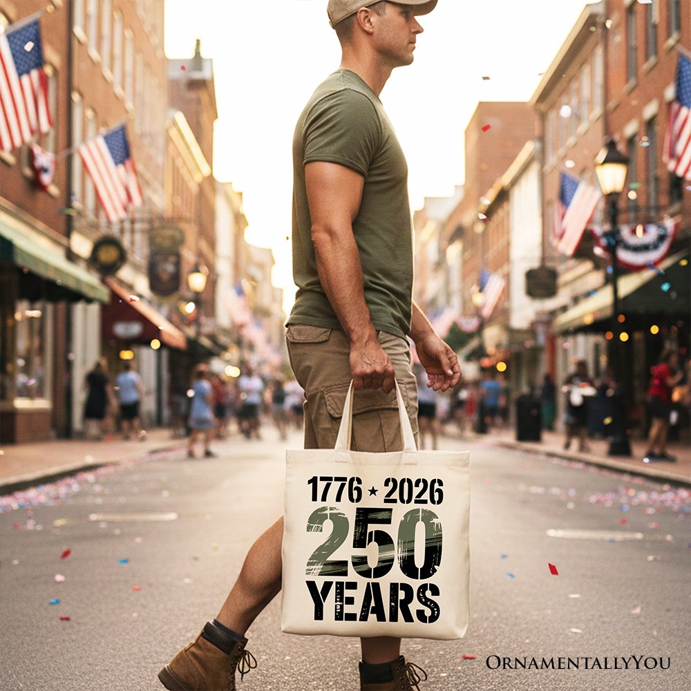 USA 250 Years Anniversary Tote Bag 1776-2026 Patriotic Shopper