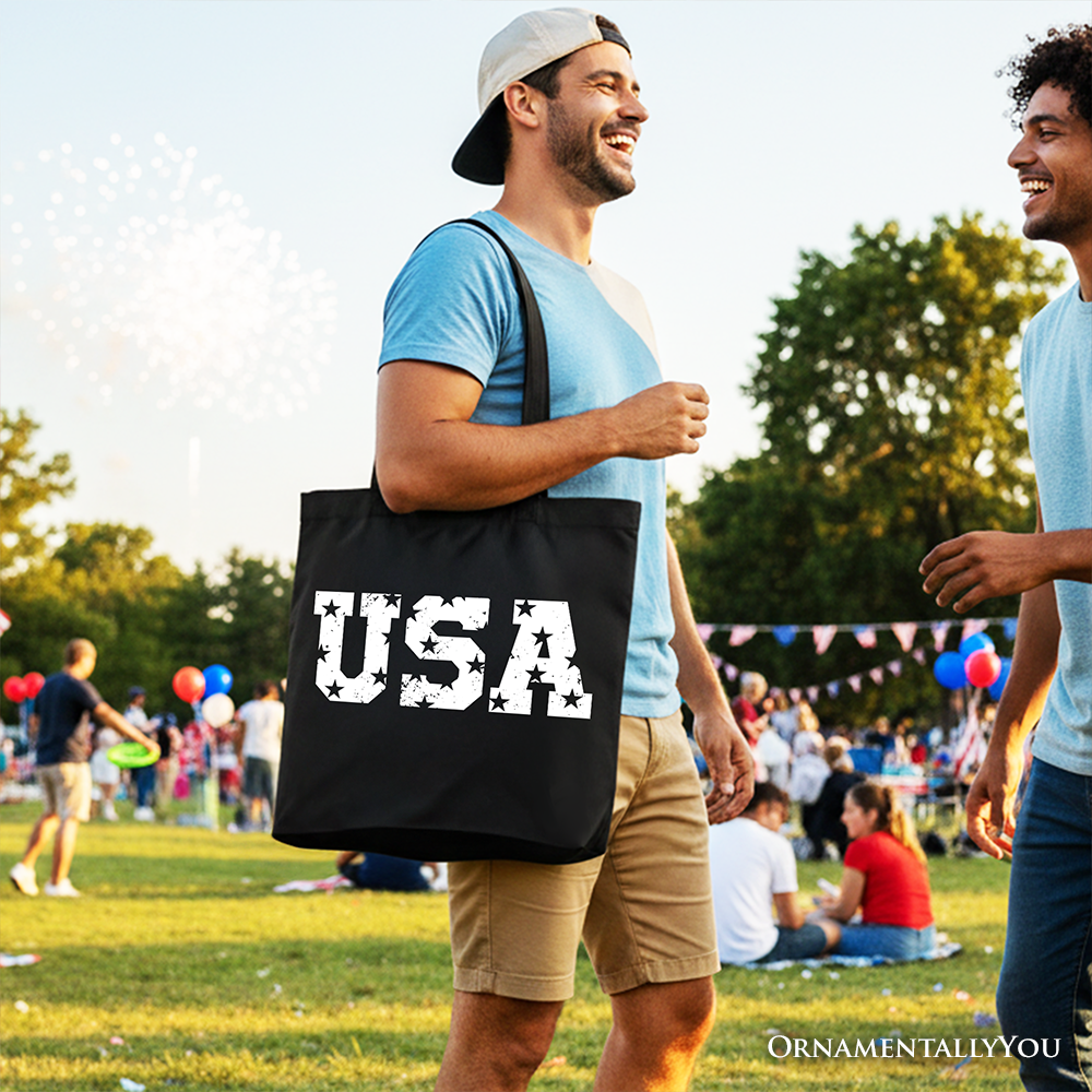 USA Patriotic Cotton Tote Bag for Independence Day & Daily Use