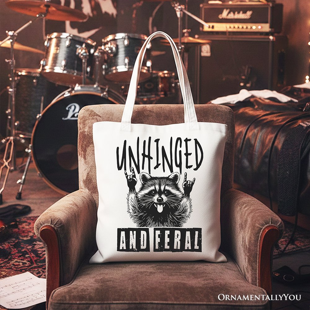 Unhinged and Feral Raccoon Canvas Tote Bag, Graphic Shopper