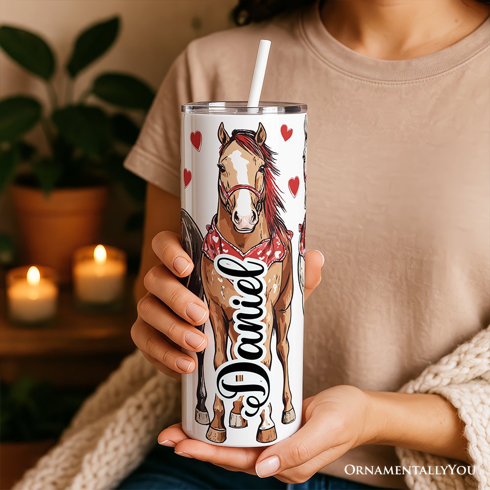 Valentine Horses Western Tumbler 20oz Personalized Travel Mug