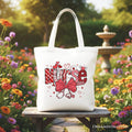 Valentine Nurse Coquette Bow Canvas Tote Bag, Romantic Work Shopper
