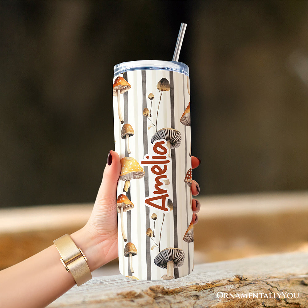 Vintage Woodland Mushroom 20oz Personalized Tumbler Forest Nature