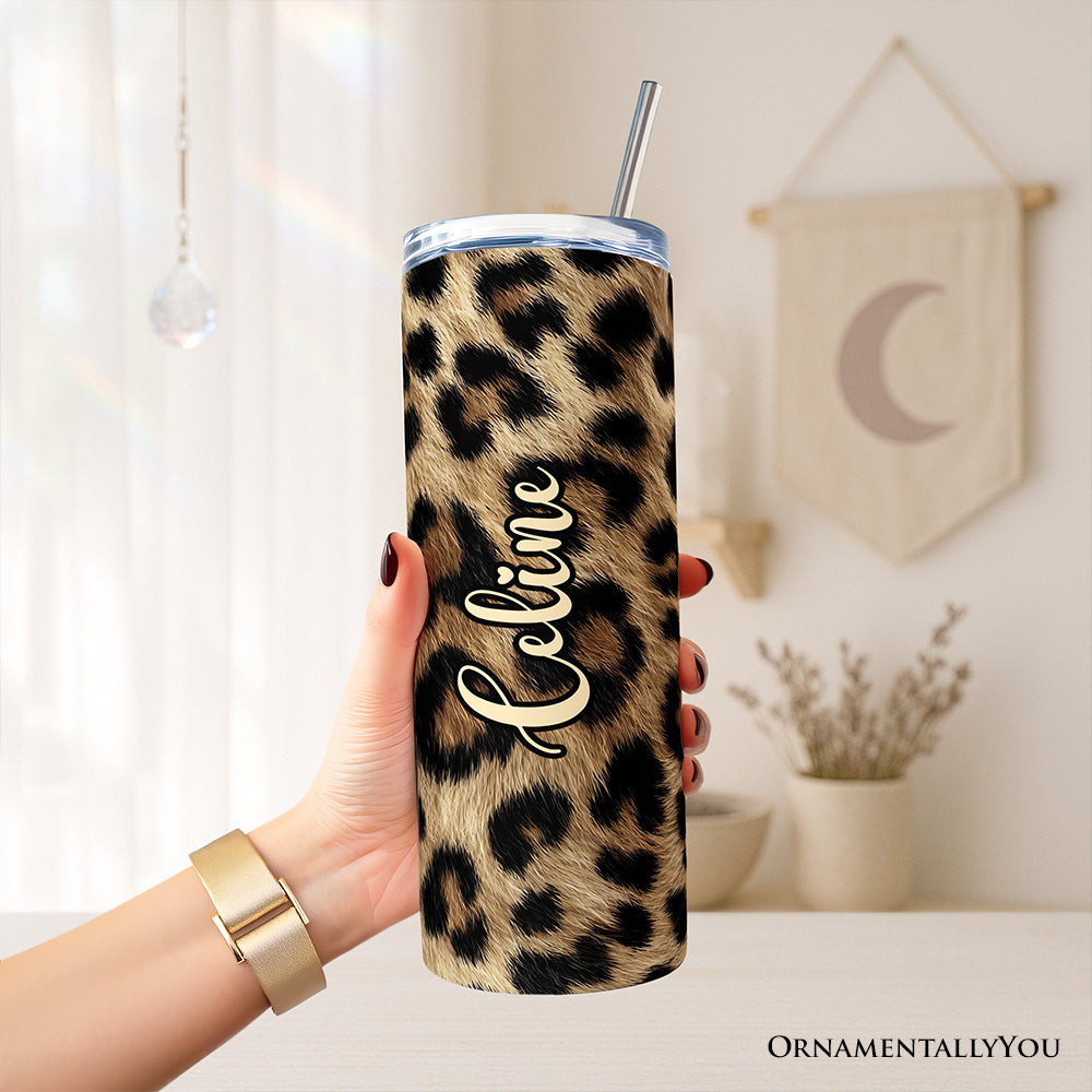 Leopard Print 20oz Stainless Steel Tumbler, Safari-Chic Travel Mug