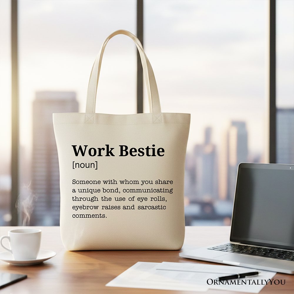 Work Bestie Definition Canvas Tote Bag, Funny Office Gift