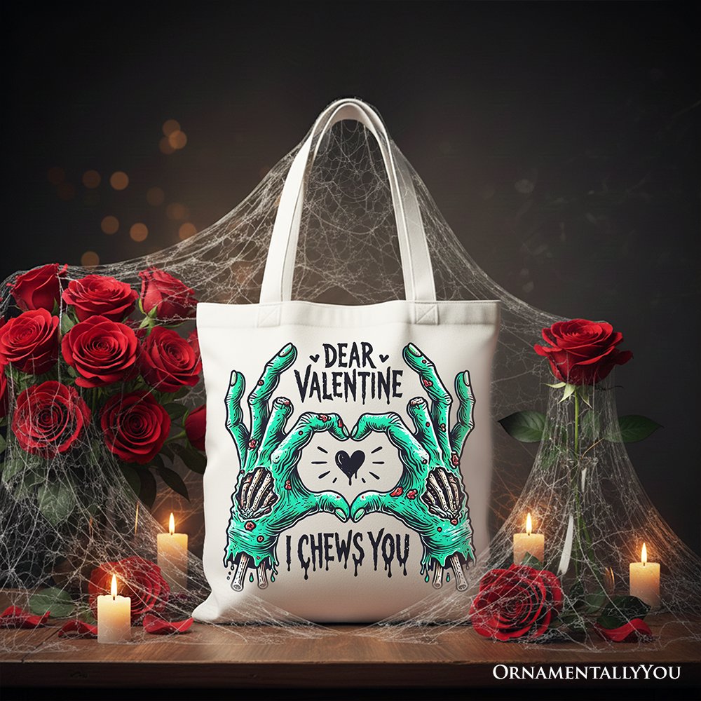 Zombie Valentine I Chews You Canvas Tote Bag Horror Gift