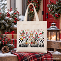 Merry Woofmas Dog Mama Tote Bag, Dogs With Santa Hats Christmas Gift Shopper