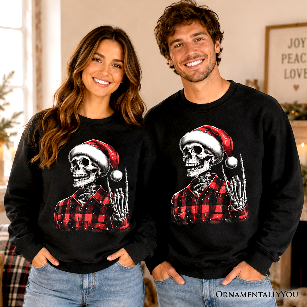 Buffalo Plaid Christmas Skeleton Sweatshirt, Brutal Guys Sweater