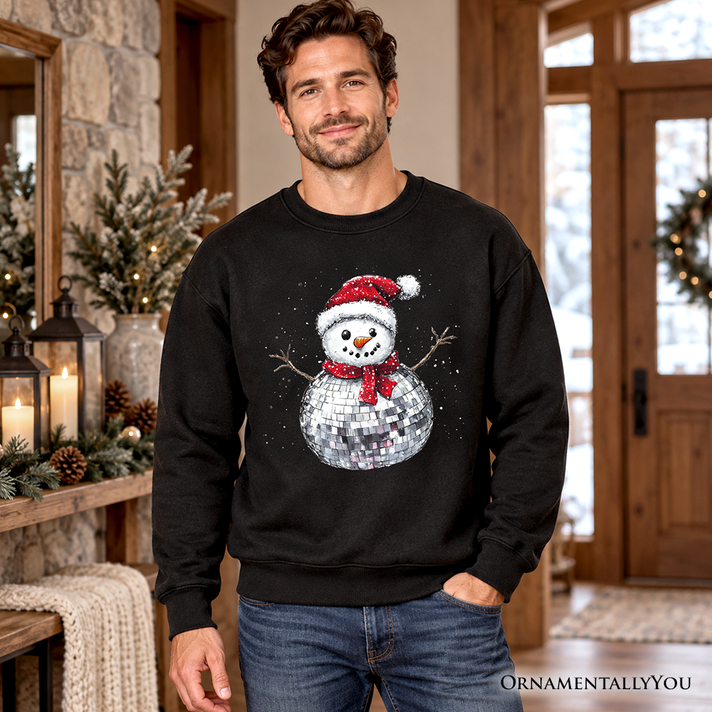 Disco Snowman Christmas Sweatshirt, Retro Holiday Sweater for Dancers