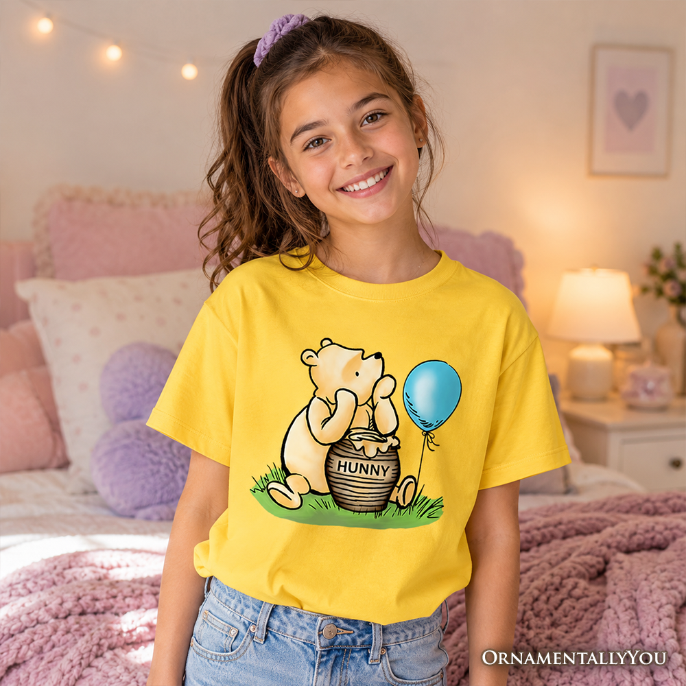 Winnie-the-Pooh Graphic Kids T-Shirt in Yellow and White Cotton