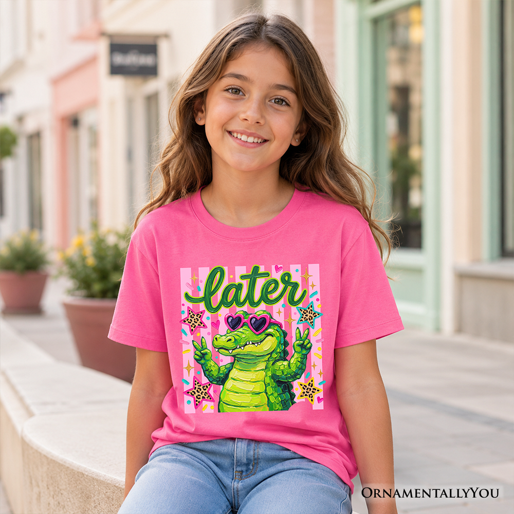 Later Alligator Kids T-Shirt - Whimsical Coquette Graphic Tee for Girls