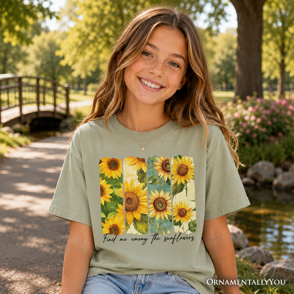 Floral 'Find Me Among the Sunflowers' Kids Graphic T-Shirt