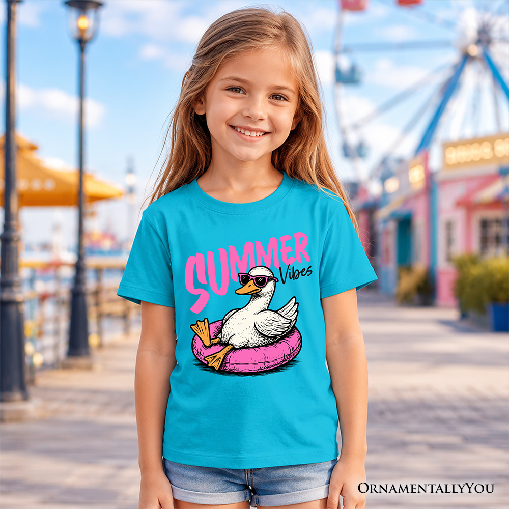 Kids Summer Vibes Funny Goose Beach Vacation T-Shirt