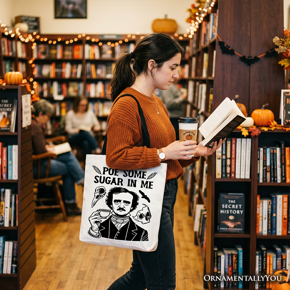 Edgar Allan Poe Tote Bag – Funny Dark Academia Literary Gift