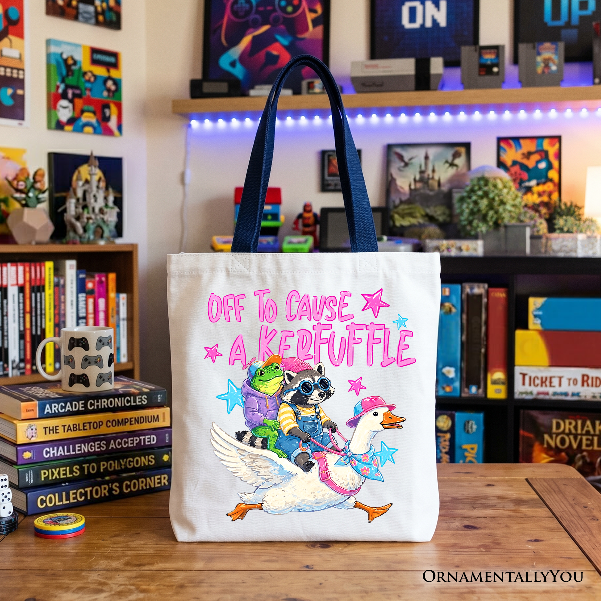 Off To Cause A Kerfuffle Funny Animal Graphic Cotton Tote Bag