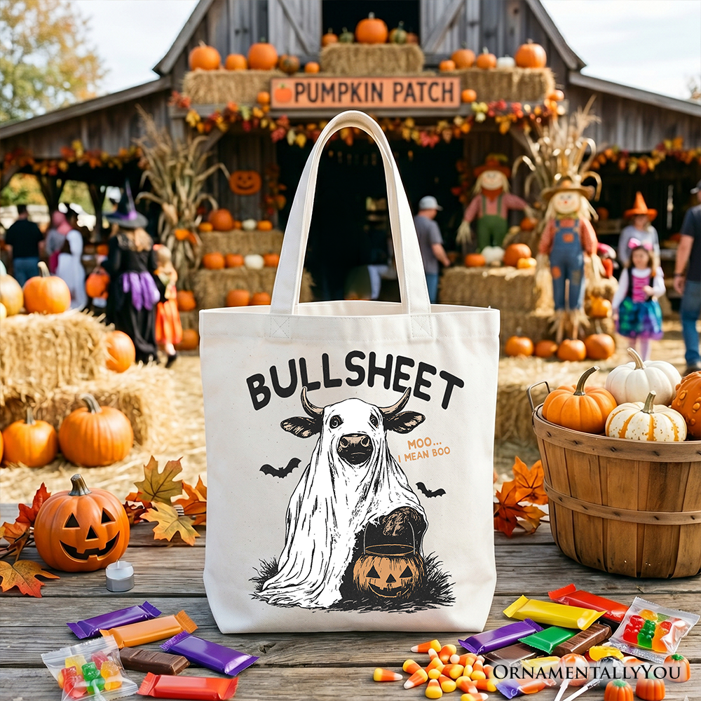 Bullsheet Halloween Bull Tote Bag, Funny Cow Trick-or-Treat Gift