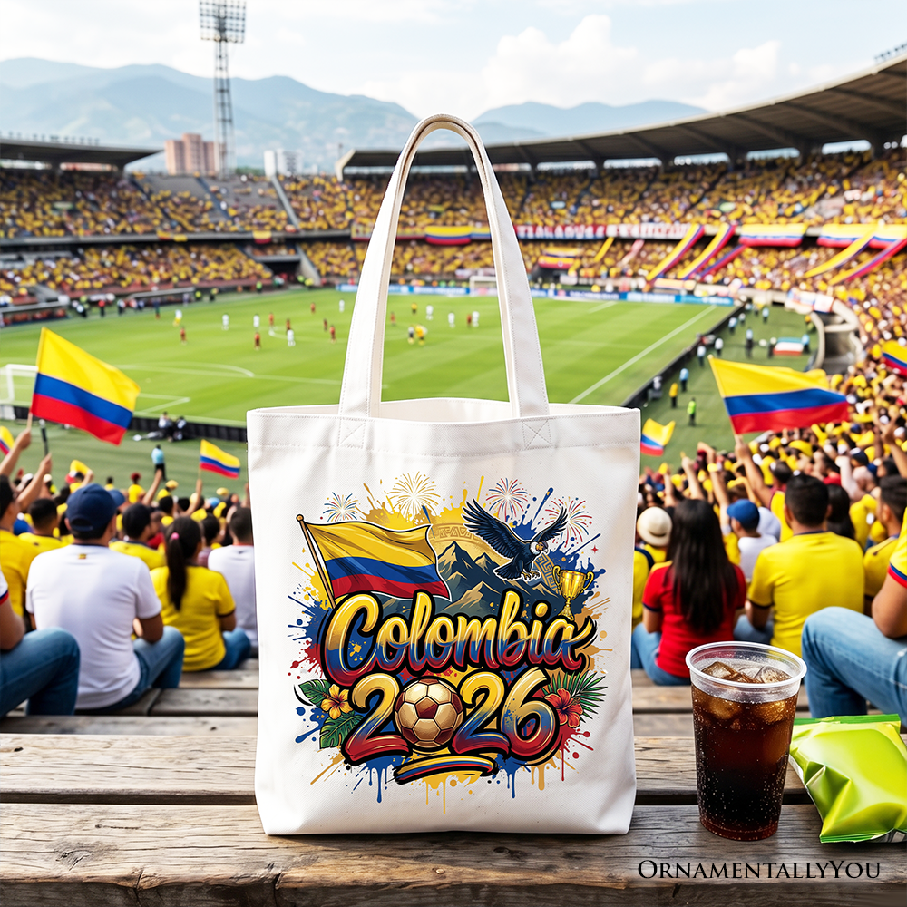 Colombia 2026 Soccer Championship Tote Bag - Yellow Blue Red Fan Gift