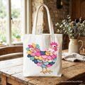 Floral Chicken Faux Patchwork Tote Bag, Coquette Farmhouse Gift