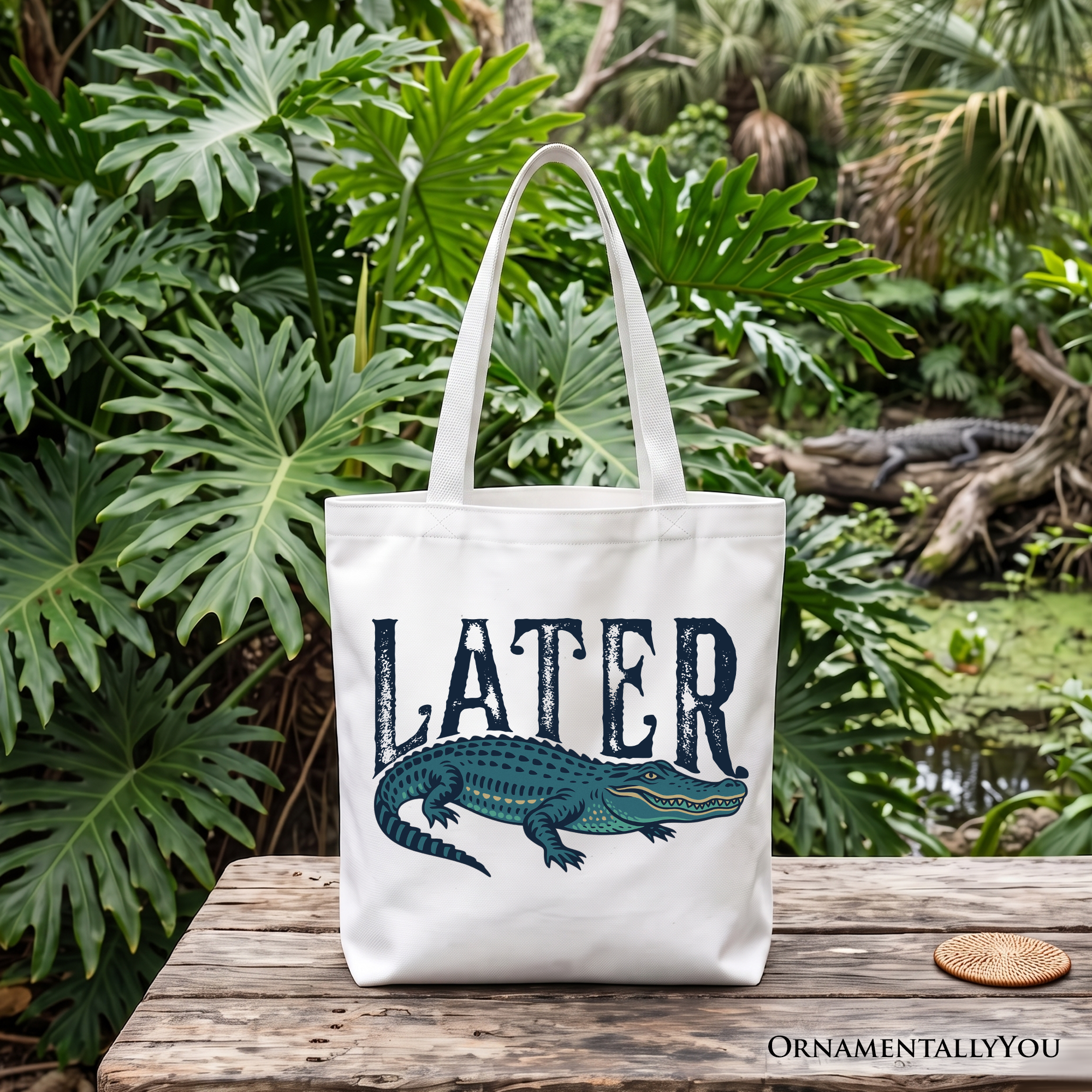 Later Alligator Sarcastic Animal Graphic Cotton Canvas Tote Bag