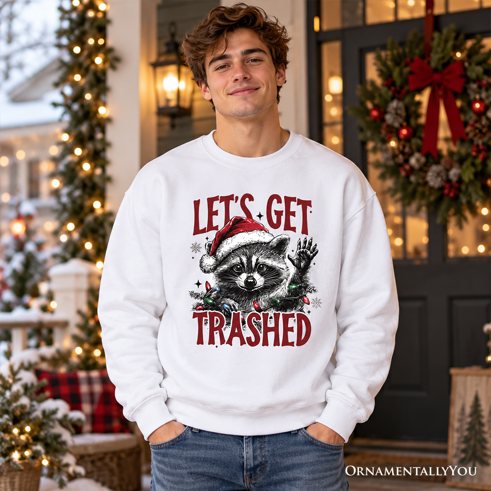 Let's Get Trashed Christmas Raccoon Sweatshirt, Funny Sweater for Feral Women