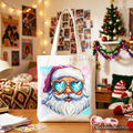 Merry Christmas Santa Sunglasses Christmas Tote Bag, Funky Retro Holiday Gift Shopper