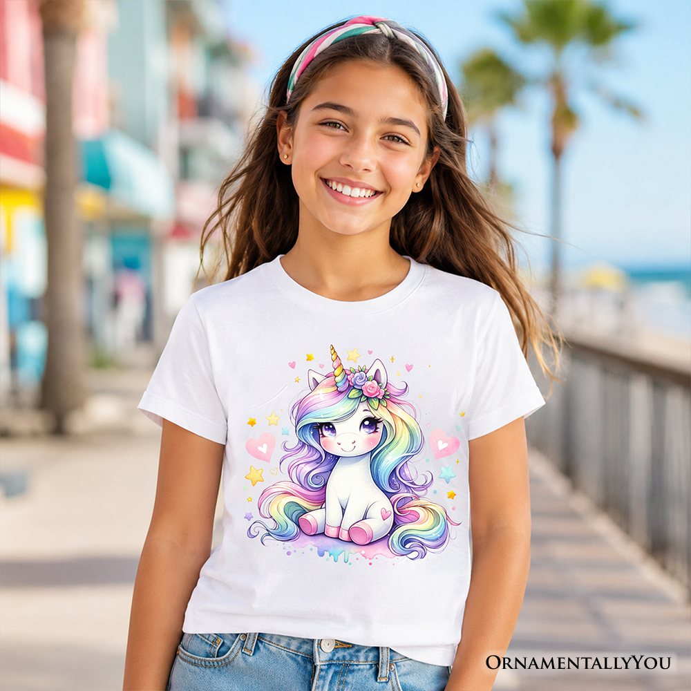 Rainbow Unicorn Kids T-Shirt, Cute Animal Graphic Youth Tee