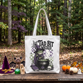 Tad Bit Wicked Frog Witch Tote Bag, Spooky Halloween Cauldron Gift Shopper