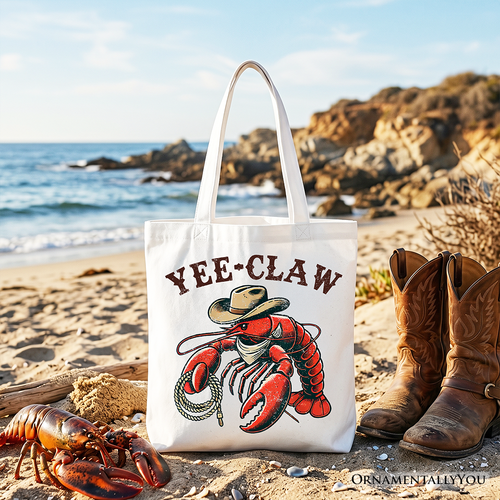 Yee Claw Lobster Cowboy Tote Bag Funny Western Animal Shopper