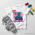 Patriotic Dinosaur Monster Truck T-Shirt for Kids, 4th of July Tee