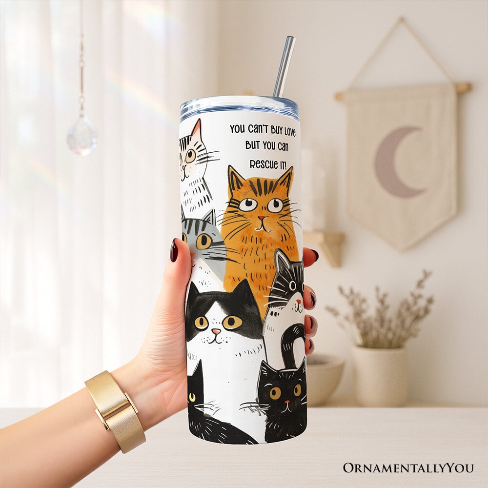 Personalized Animal Rescue Cat 20oz Tumbler with Stainless Straw