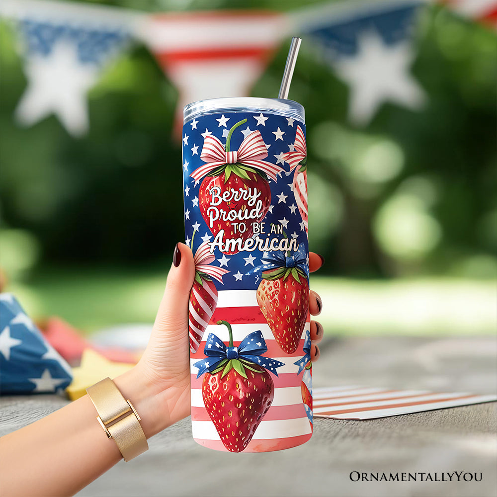 Berry Proud American 20oz Patriotic Strawberry Tumbler