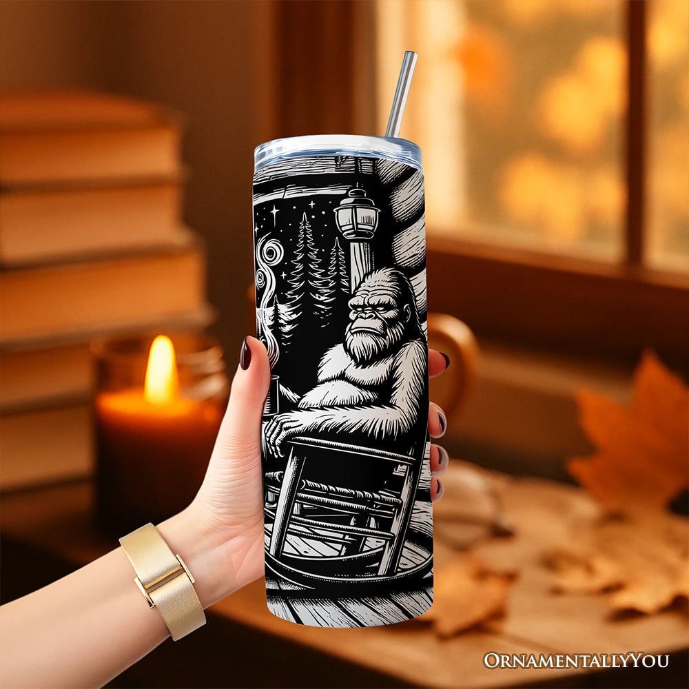 Bigfoot Camping 20oz Personalized Tumbler, Funny Introvert Gift