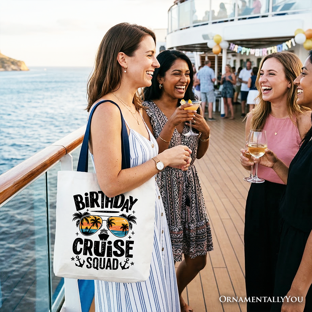 Birthday Cruise Squad Tote Bag, Coastal Vacation Shopper for Women