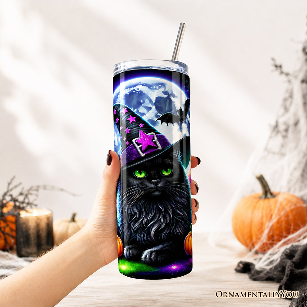 Black Cat Witch Personalized 20oz Stainless Steel Halloween Tumbler
