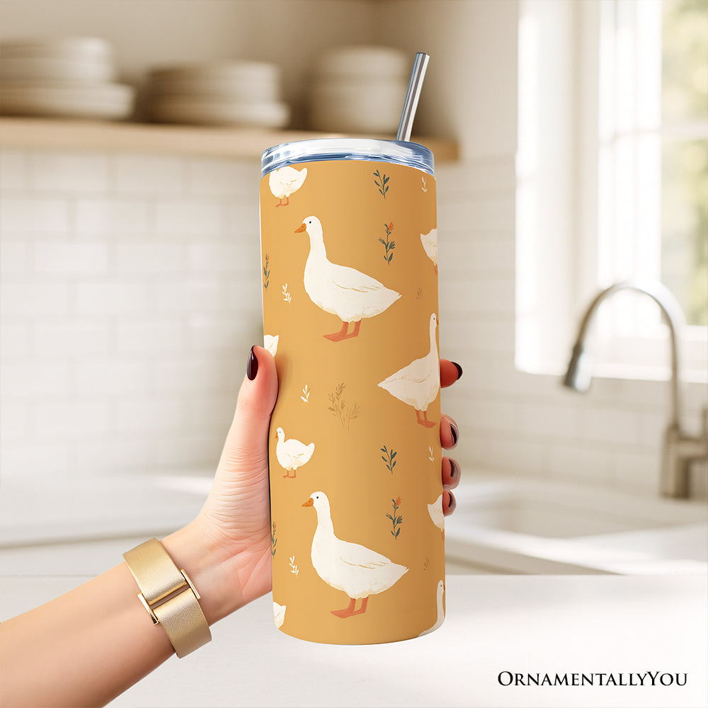 Charming Goose Pattern 20oz Tumbler, Farmhouse Travel Mug