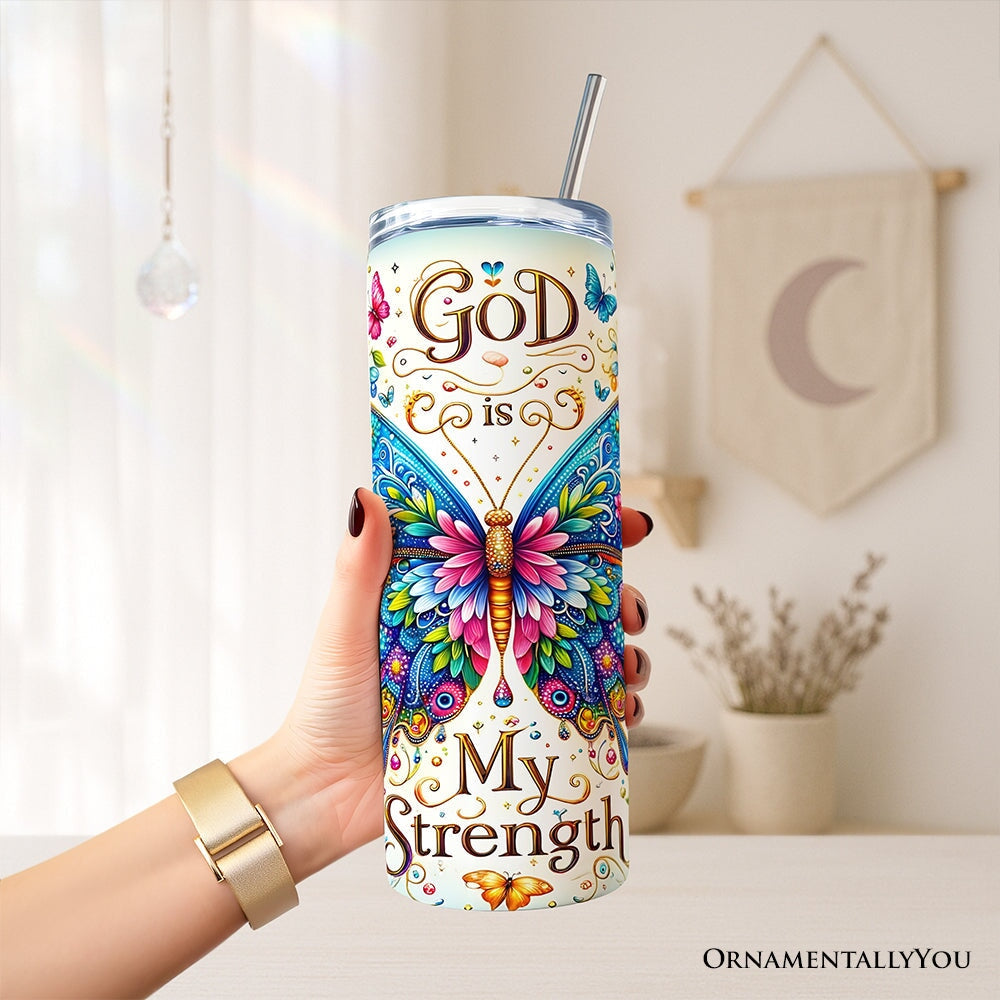 Christian Butterfly Floral 20oz Personalized Tumbler with Straw