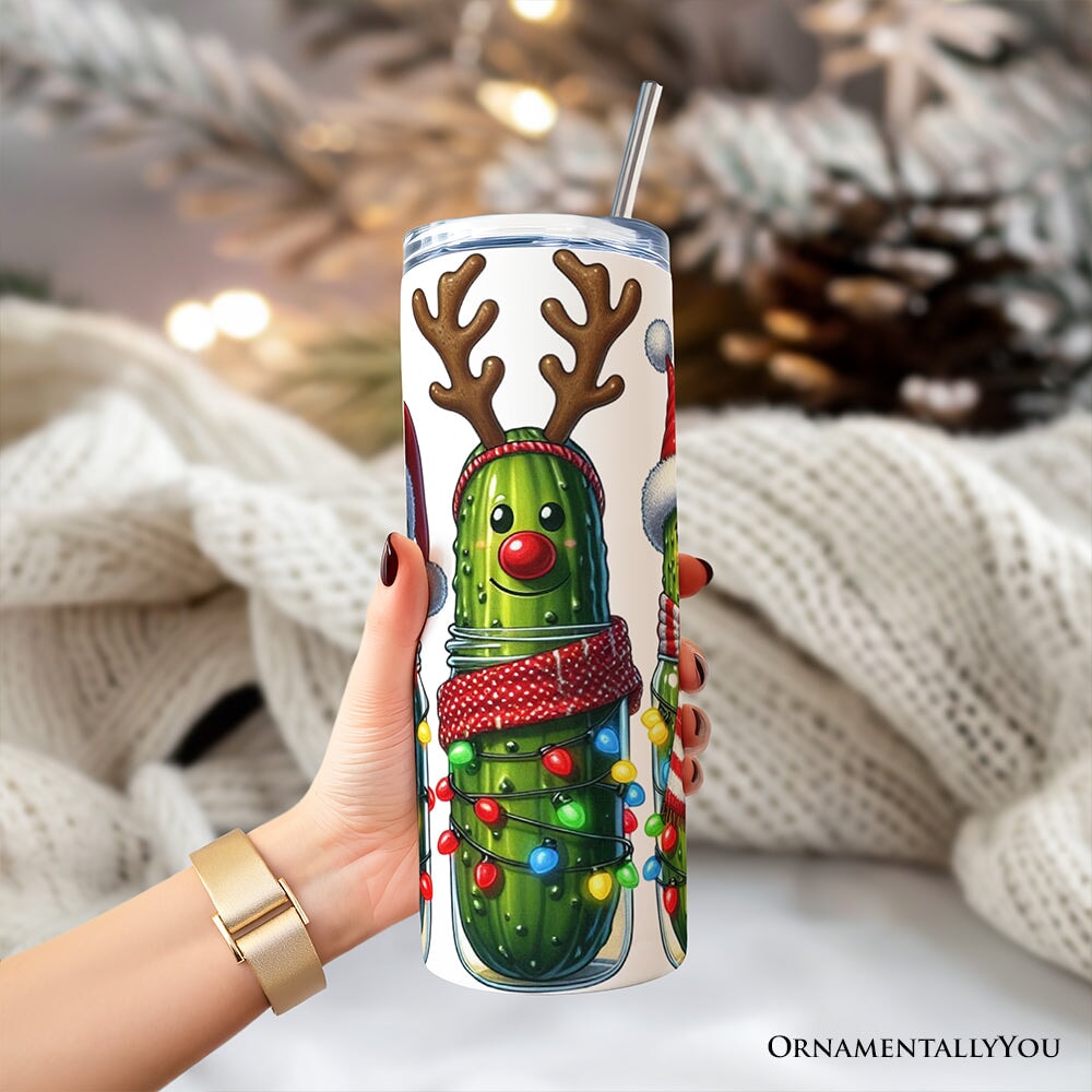 Christmas Pickles Personalized 20oz Tumbler with Straw