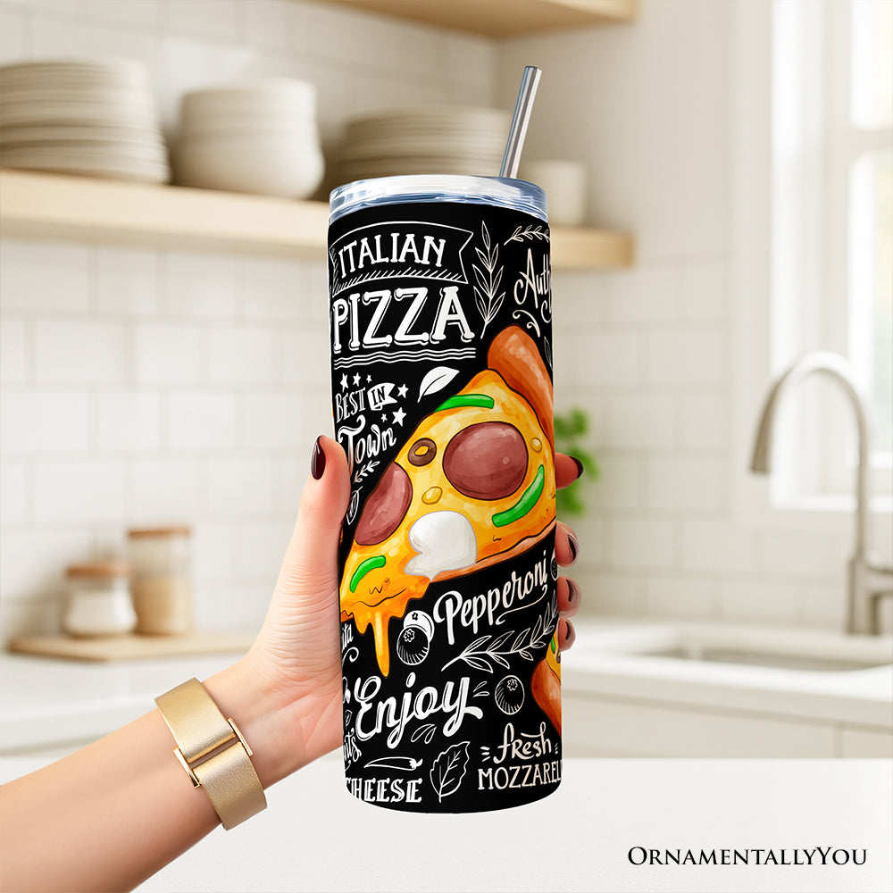 Pizza Slice Chalk Art 20oz Stainless Steel Travel Tumbler Cup