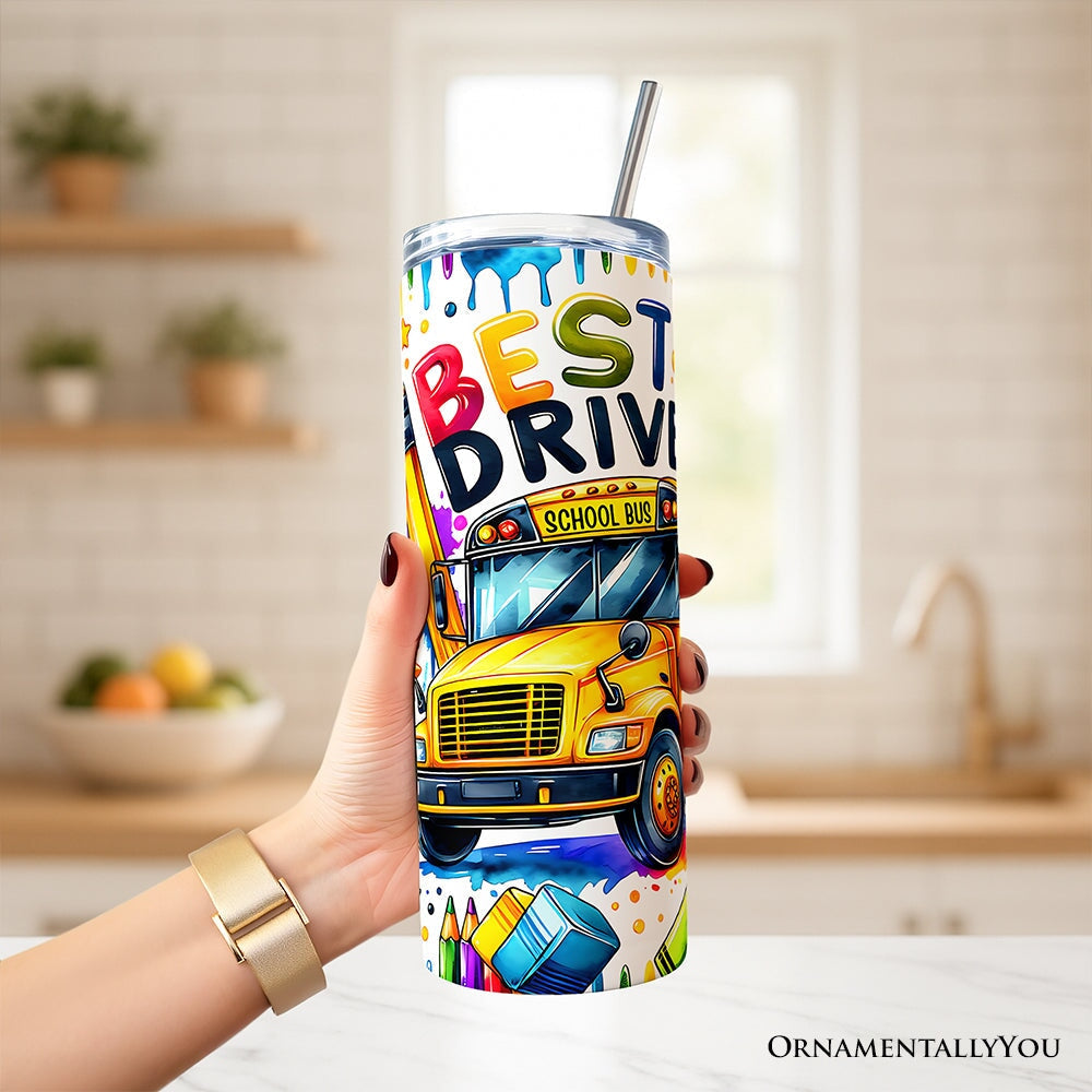 Personalized Best Bus Driver 20oz Tumbler School Staff Gift