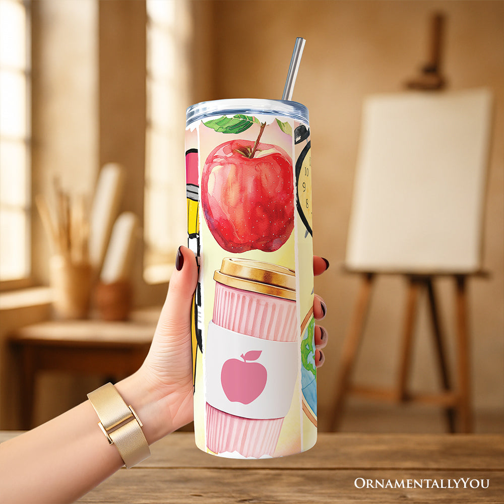 Retro Coquette Pink 20oz Personalized Teacher School Tumbler