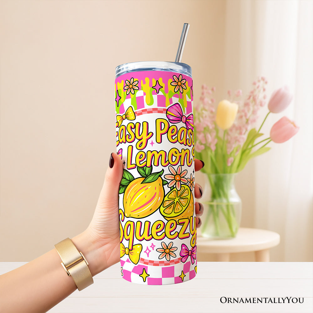 Easy Peasy Lemon Squeezy 20oz Personalized Tumbler with Straw