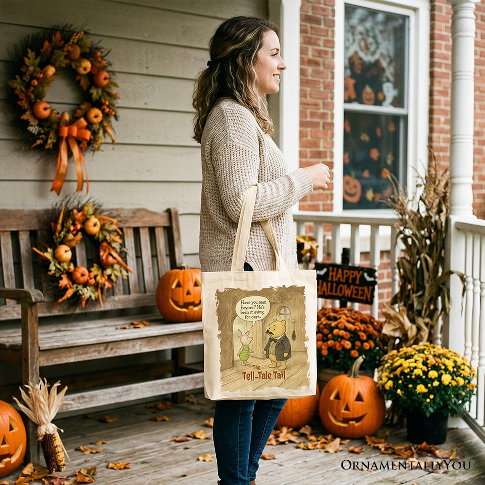 Edgar Allan Pooh Tote Bag - Vintage Literary Halloween Shopper