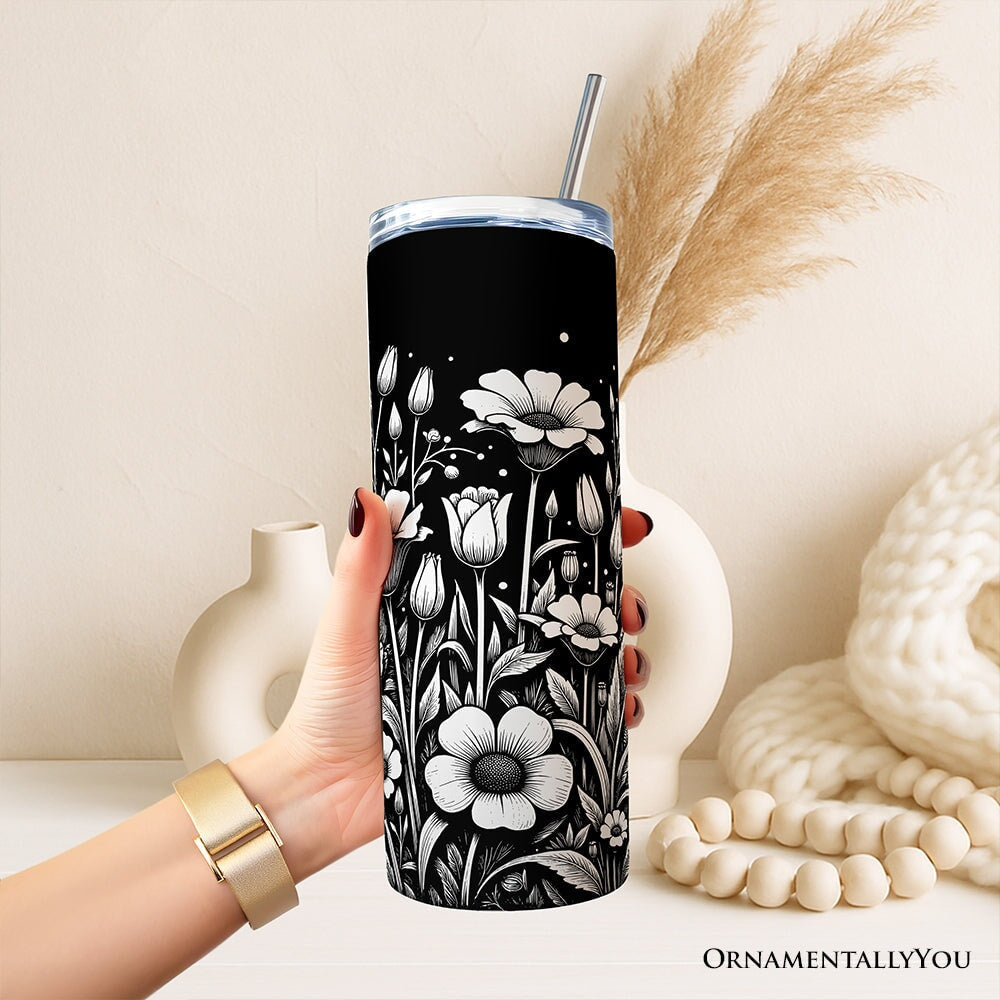 Elegant Wildflower Meadow 20oz Personalized Minimalist Tumbler