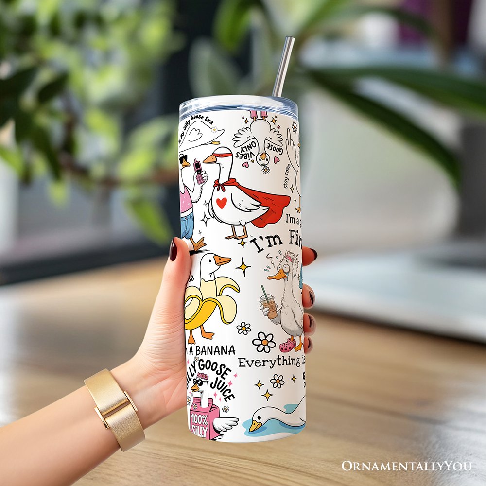 Funny Silly Goose 20oz Tumbler with Lid and Stainless Straw
