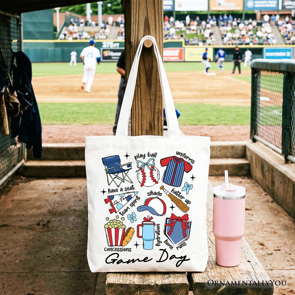 Game Day Baseball Tote Bag, Sports Fan Gift Shopper